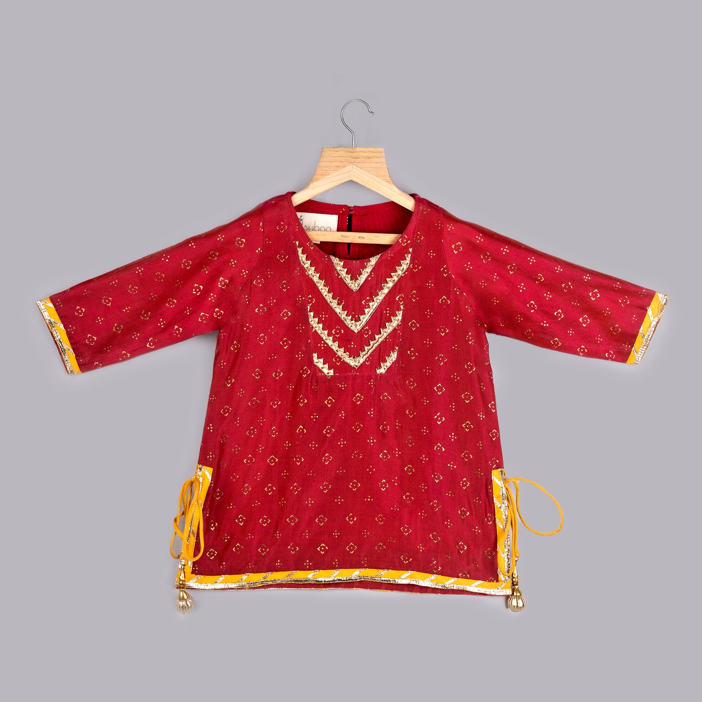 Crimson Pink and Yellow Sharara Set