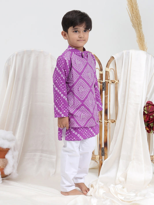 Purple Bandhani Kurta With Pyjama Set of 2 - ITSYBOO