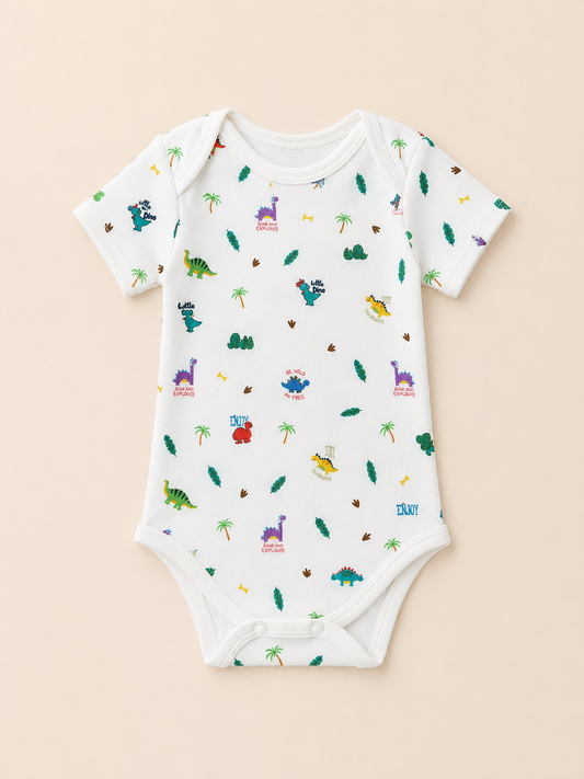 Dino Print Organic Cotton Half Sleeve Onesie for Babies - ITSYBOO