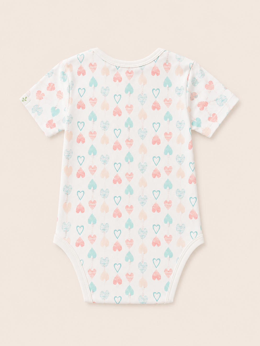 Heart Print Organic Cotton Half Sleeve Onesie for Babies