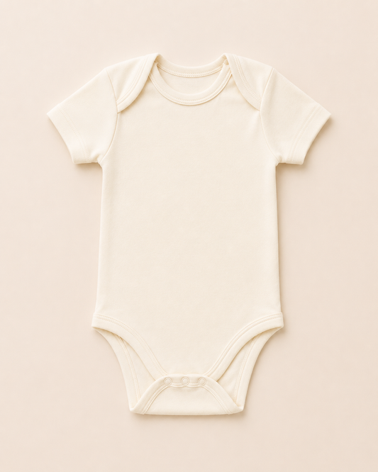White Organic Cotton Half Sleeve Onesie for Babies - ITSYBOO