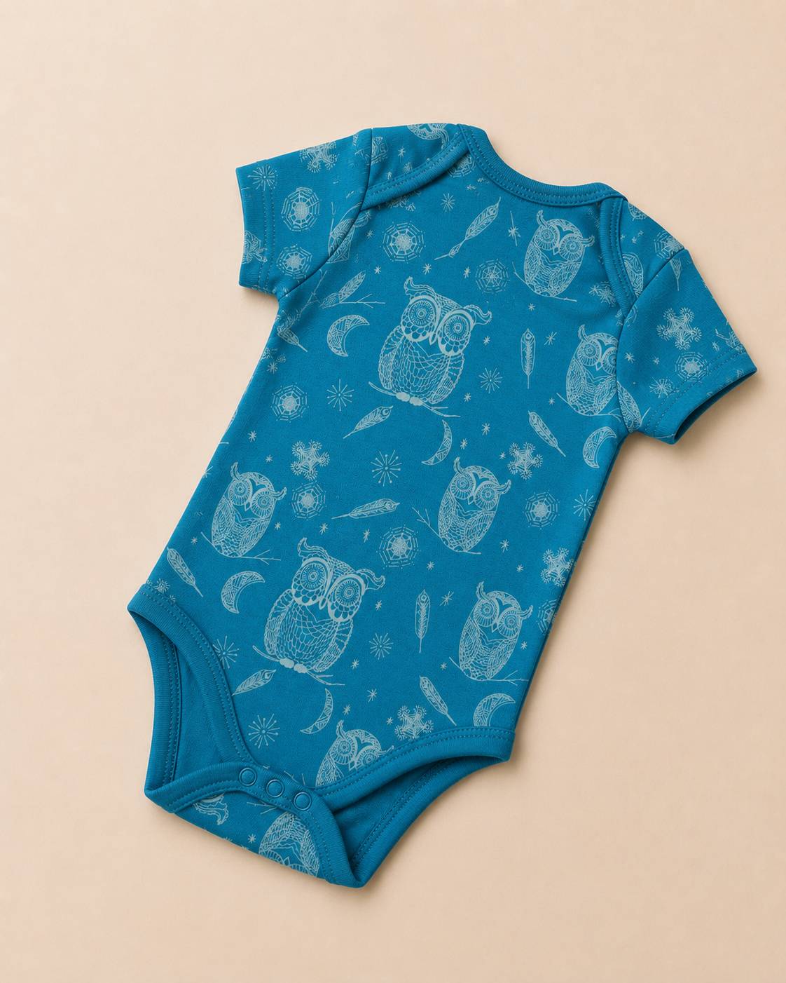 Owl Print Organic Cotton Half Sleeve Onesie for Babies