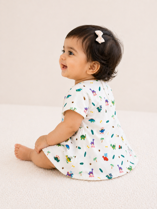 Organic Cotton Baby Dress Dino Print
