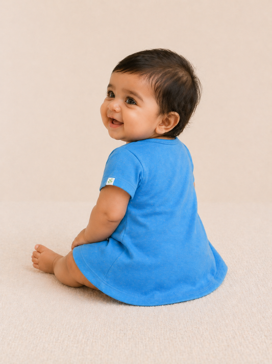 Organic Cotton Baby Dress Aqua - ITSYBOO