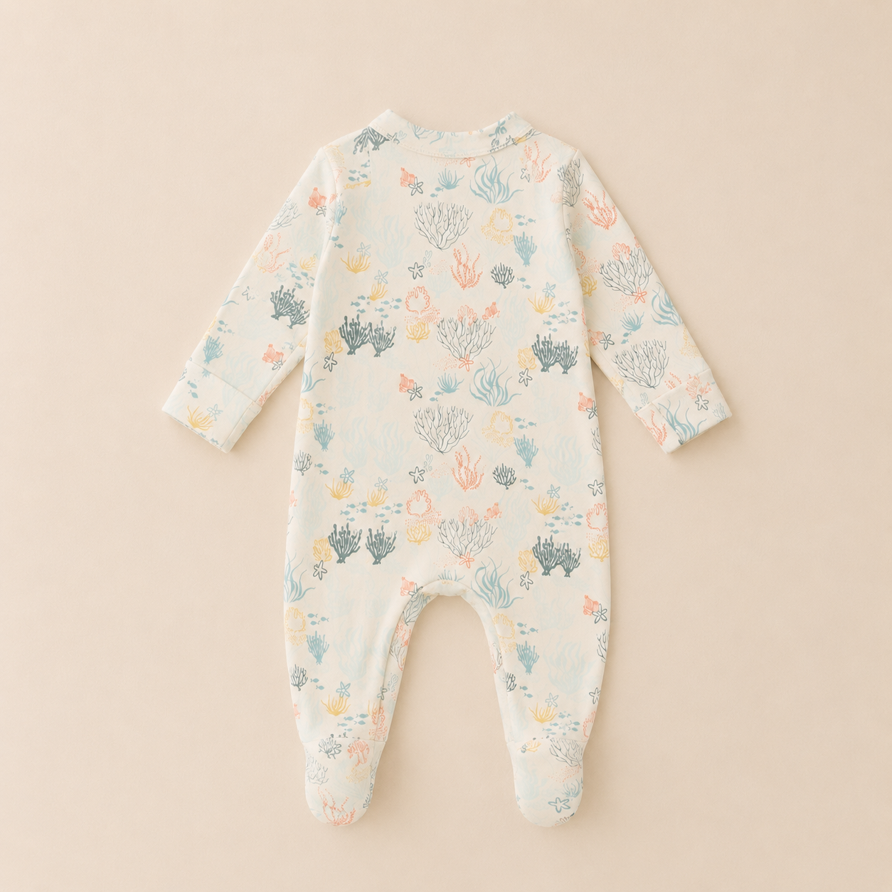 Reef Print Organic Cotton Baby Footsie with Booties