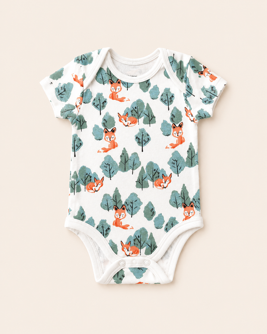 Fox Print Organic Cotton Half Sleeve Onesie for Babies - ITSYBOO