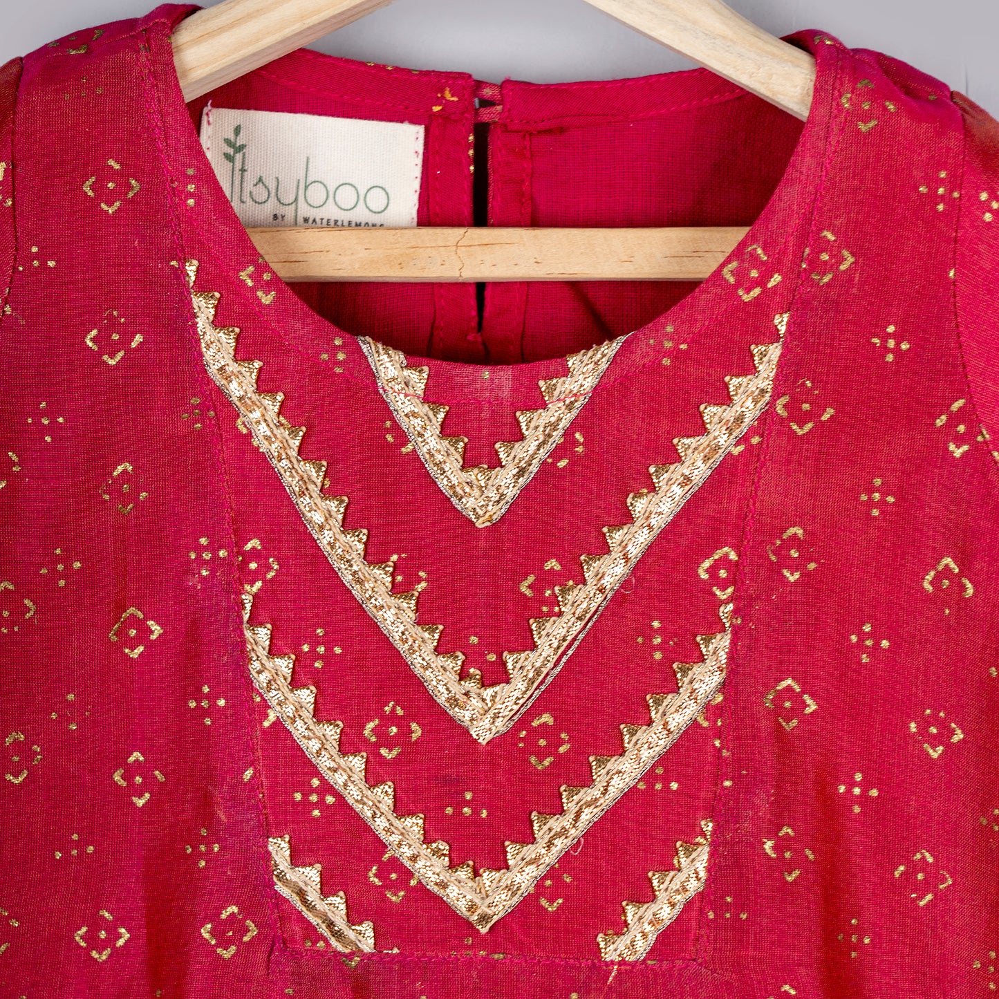 Crimson Pink and Yellow Sharara Set