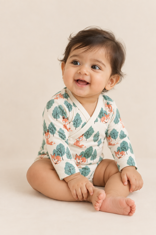 Fox Print Full Sleeve Baby Kimono - ITSYBOO
