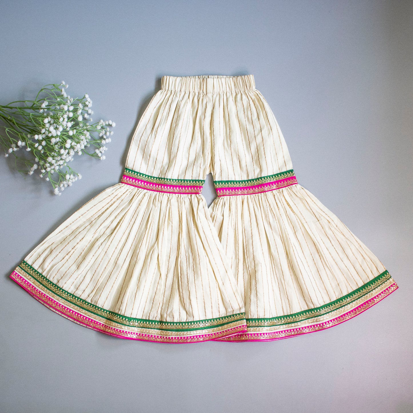 Cream with Golden Block Printing Sharara Set