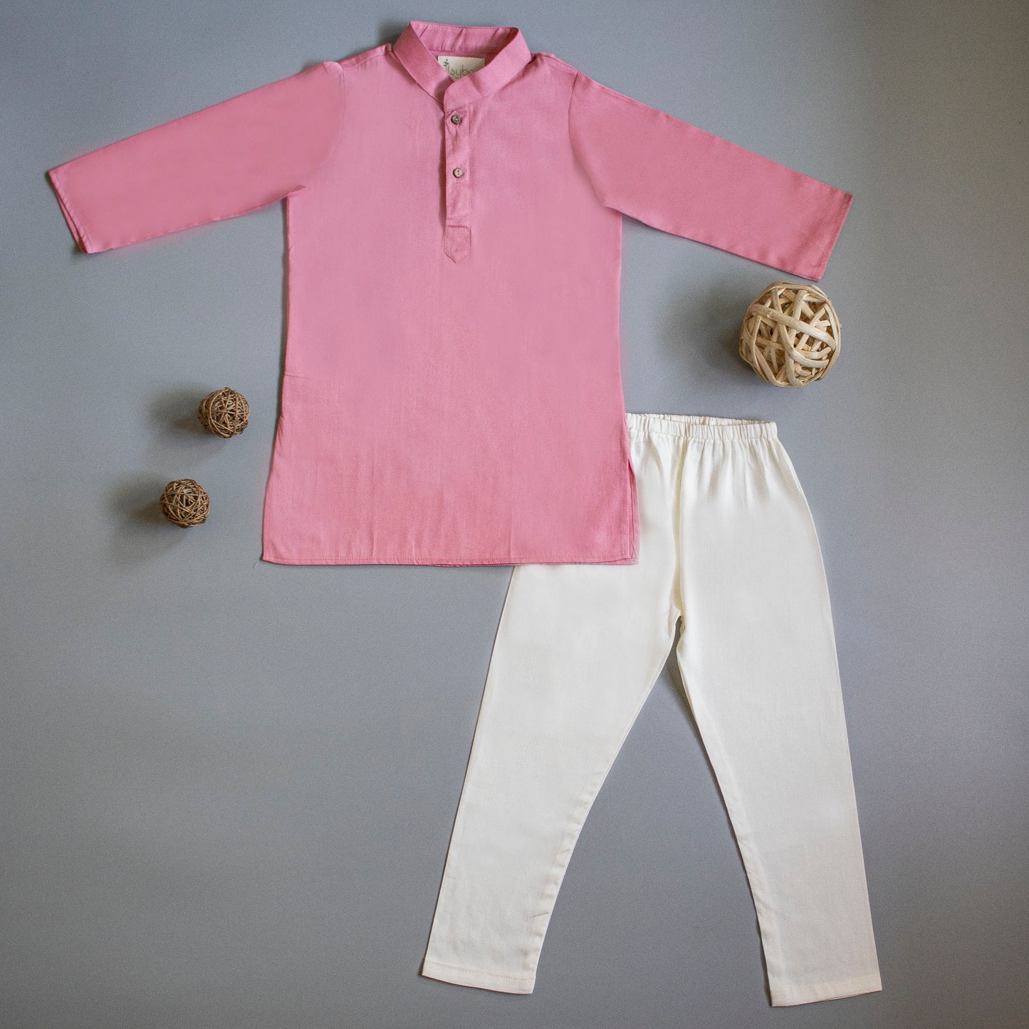 Floral Printed Thread Work Jacket With Pink Kurta And Pyjama