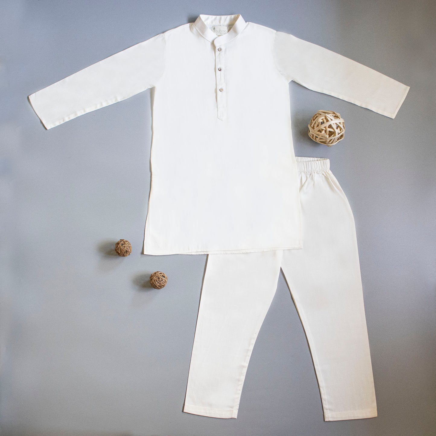 Floral Printed Thread Work Blue Jacket With Cream Kurta And Pyjama