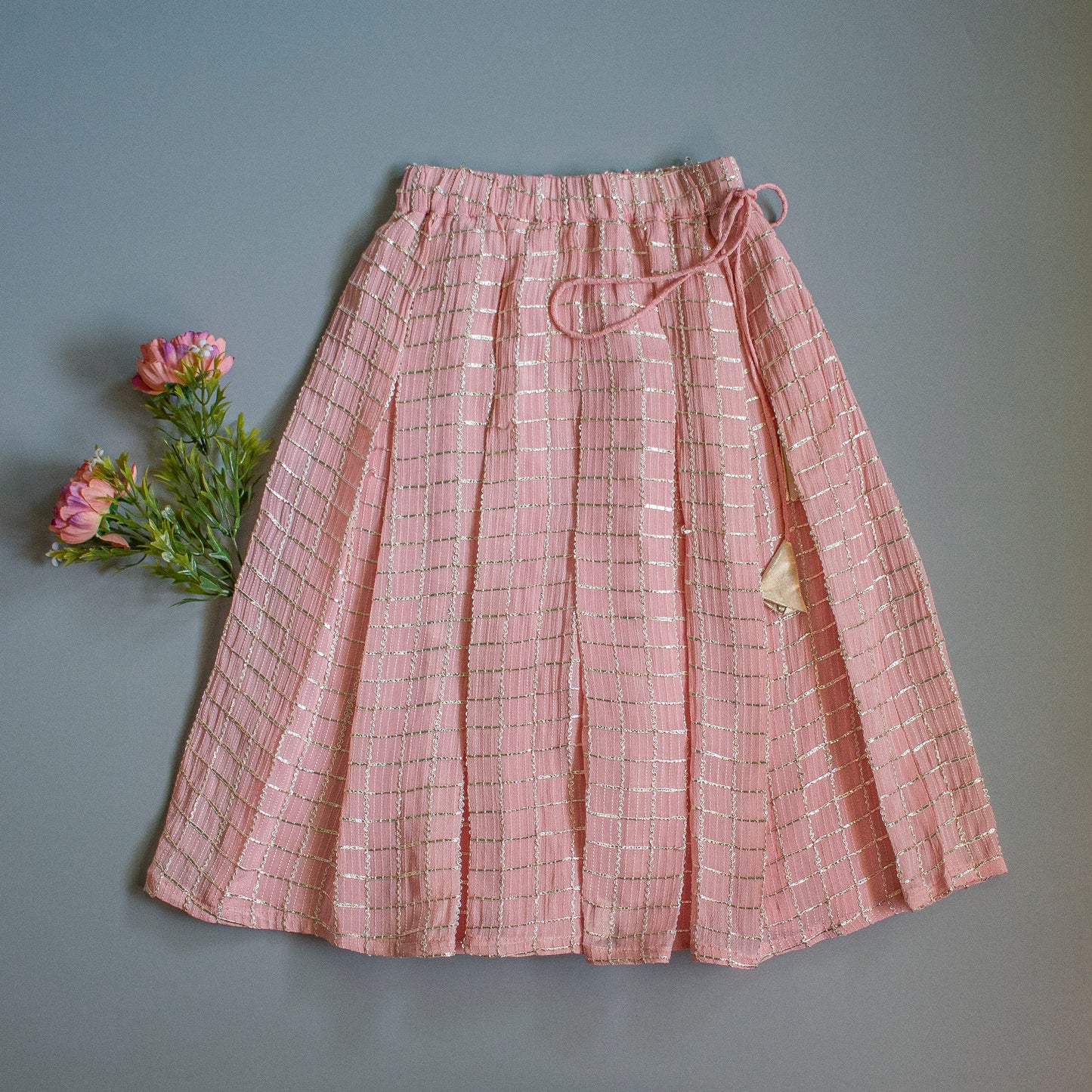 Baby Pink Gota Work Lengha
