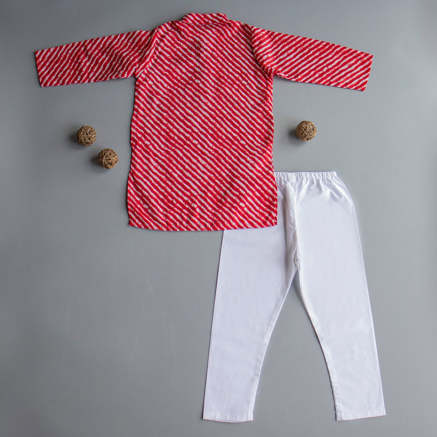 Red Lehriya Kurta Pyjama