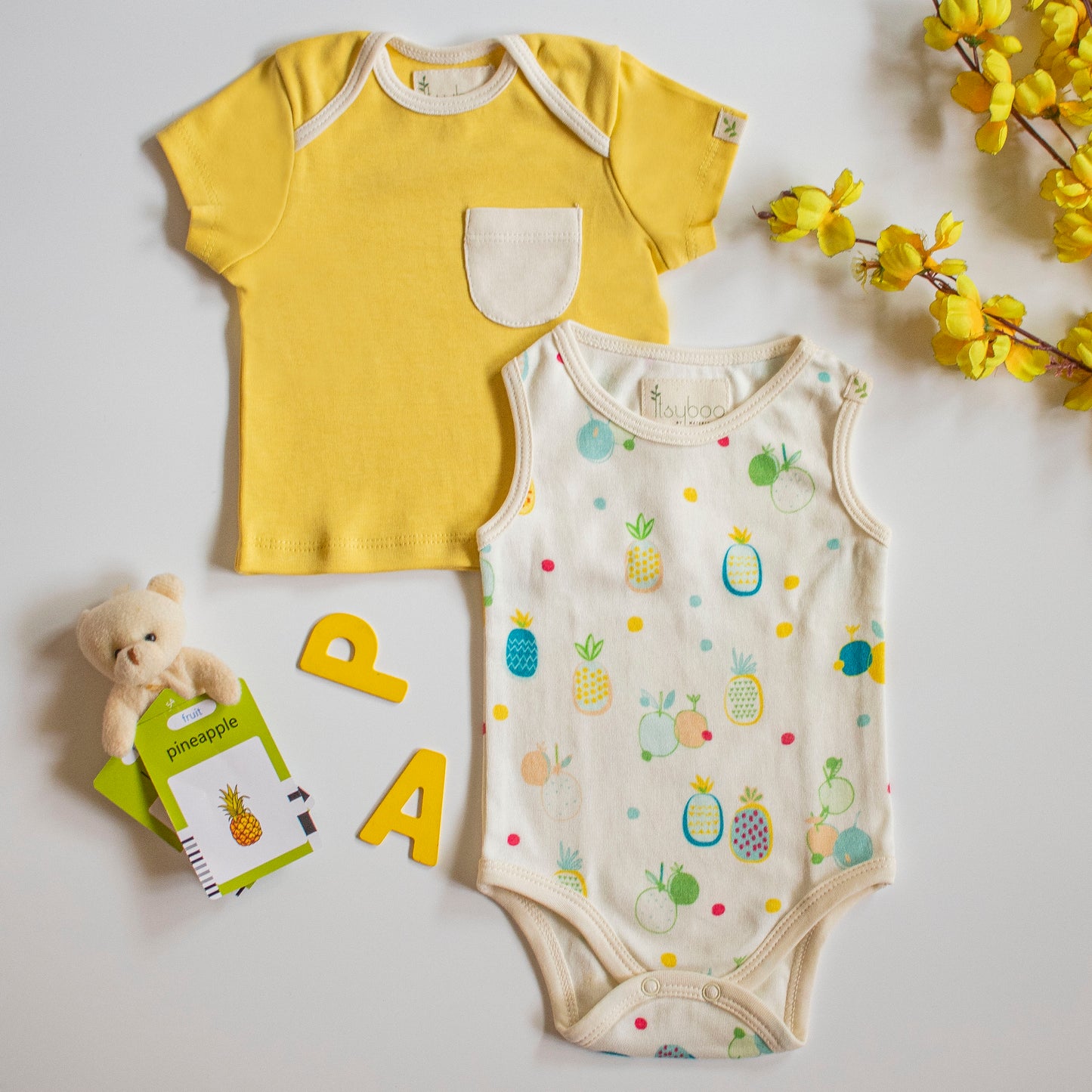9 Piece Baby Shower Gift Set- Yellow & Pineapple