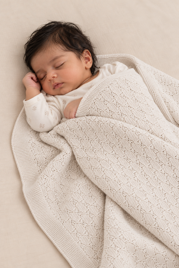 Knit Blanket - Cream Cable