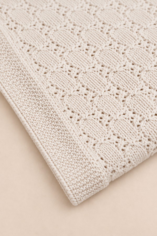 Knit Blanket - Cream Cable