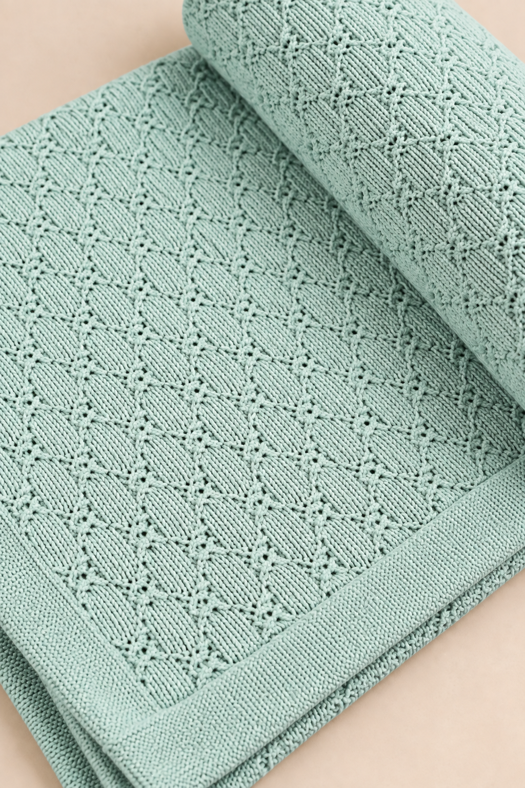 Knit Blanket - Green Cable