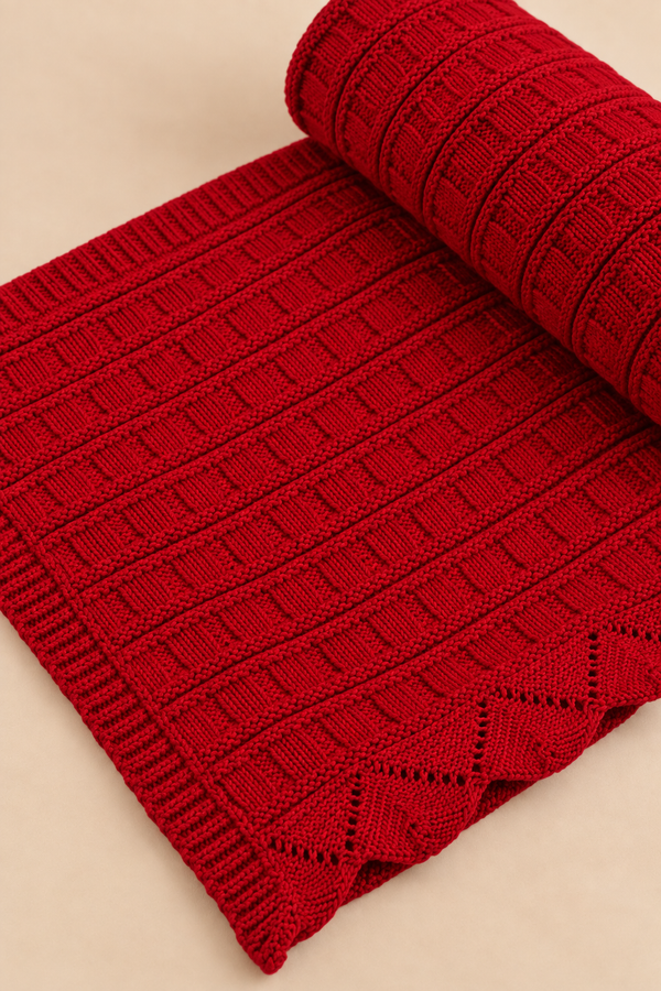 Knit Blanket - Maroon Frill