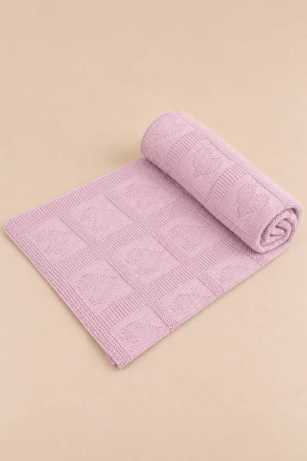 Knit Blanket - Mauve Heart