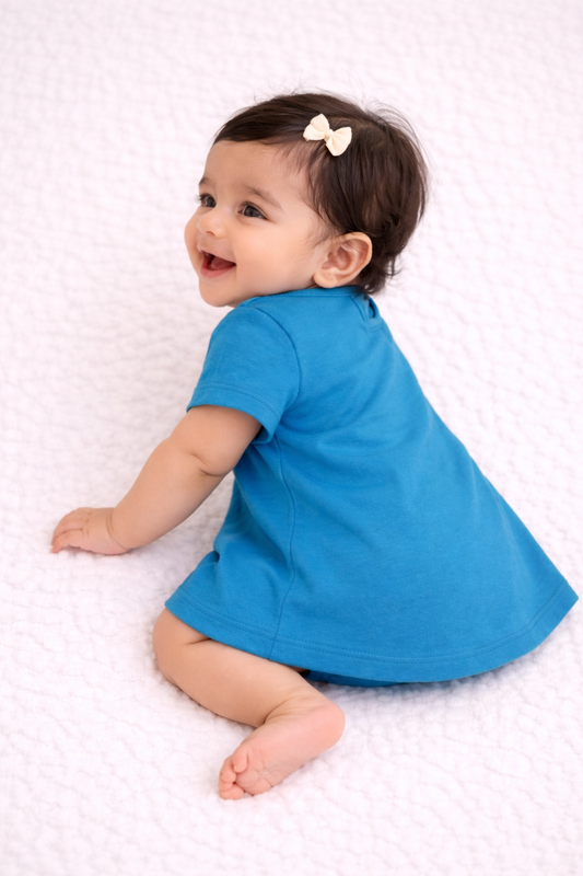 Organic Cotton Baby Dress Blue - ITSYBOO