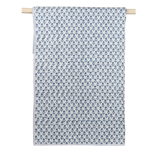 FLOWER HAND BLOCK PRINTED QUILT- BLUE - ITSYBOO