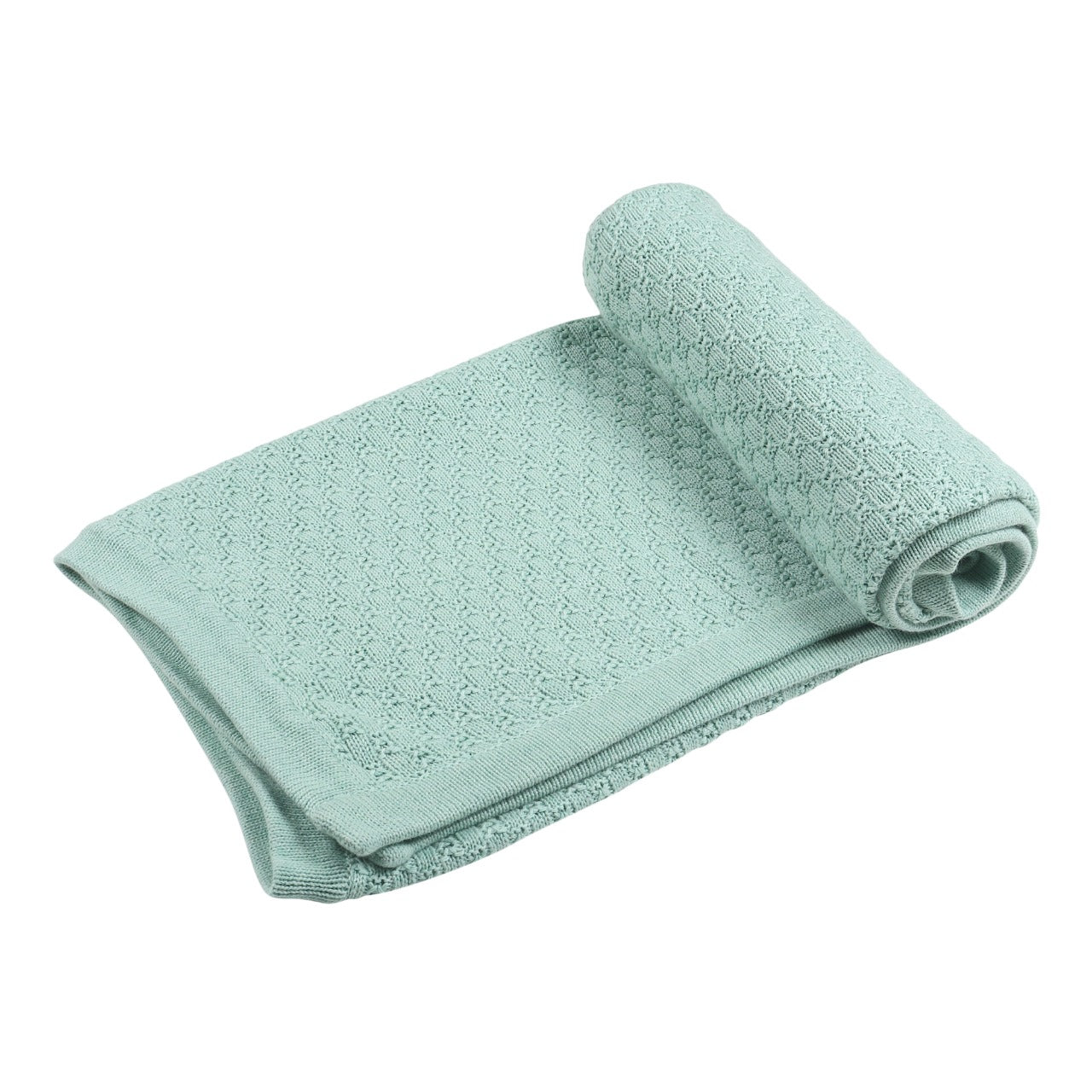 KNIT BLANKET- GREEN CABLE - ITSYBOO