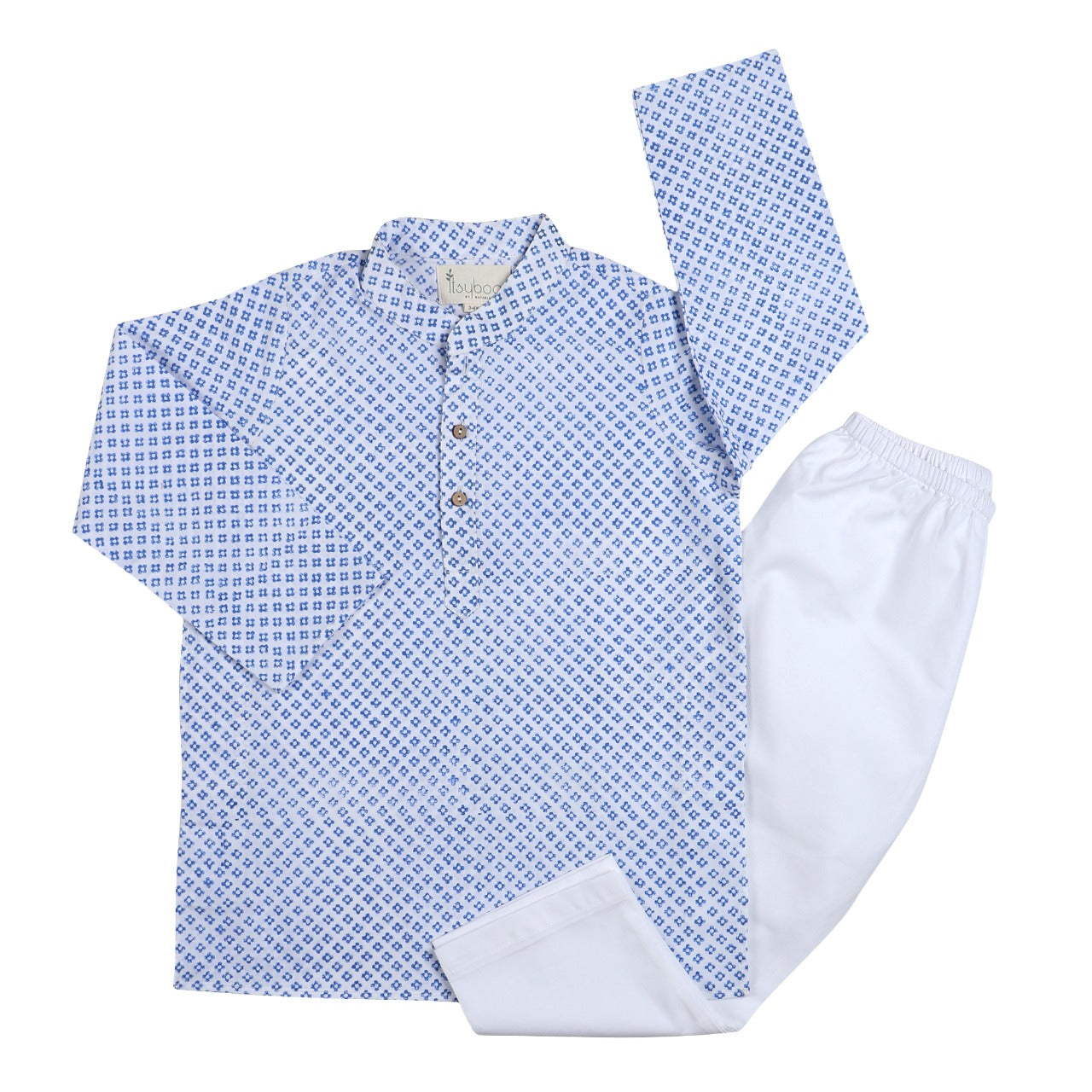 KURTA PYJAMA- BLUE BLOCK - ITSYBOO