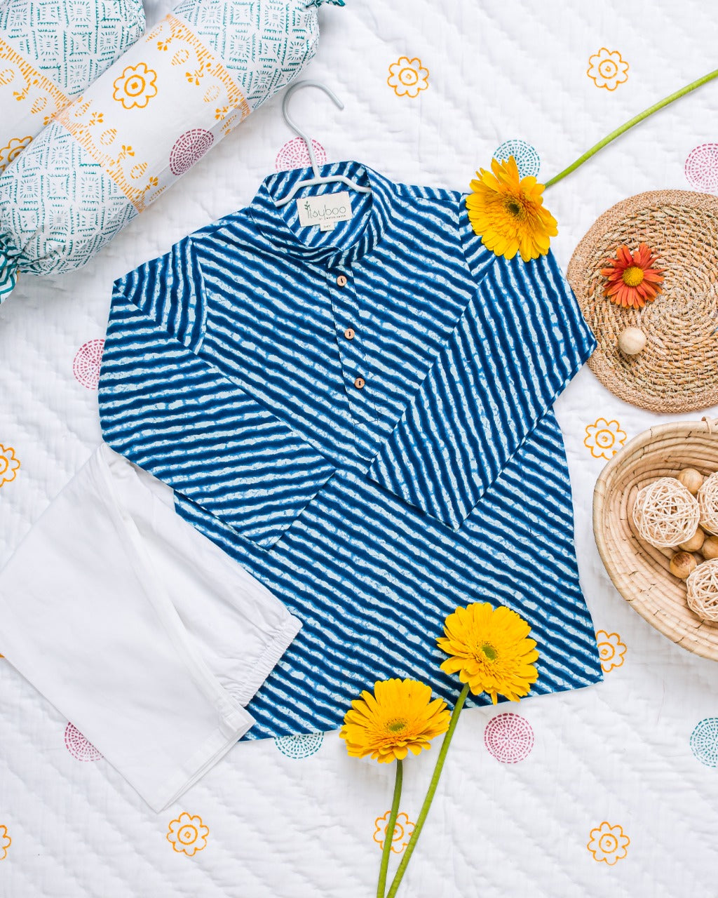 KURTA PYJAMA- BLUE LEHRIYA - ITSYBOO