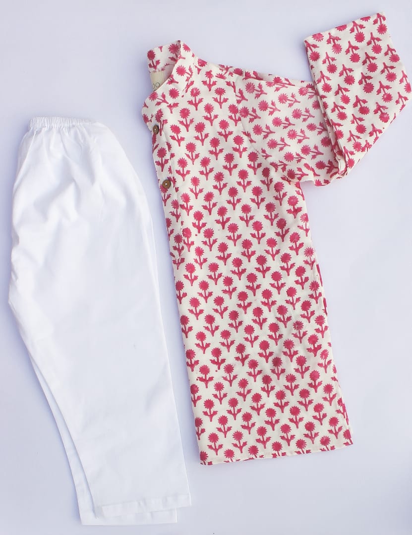 KURTA PYJAMA- PINK FLOWER - ITSYBOO