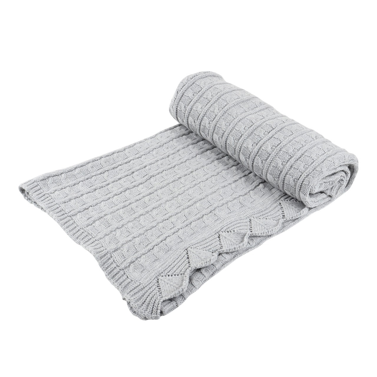 KNIT BLANKET- GREY FRILL - ITSYBOO