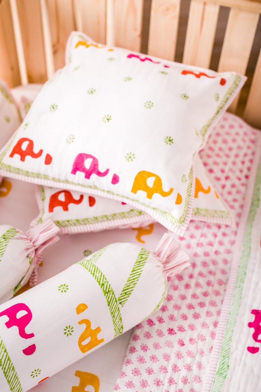 BABY BEDDING SET- COLOURFUL ELEPHANT - ITSYBOO