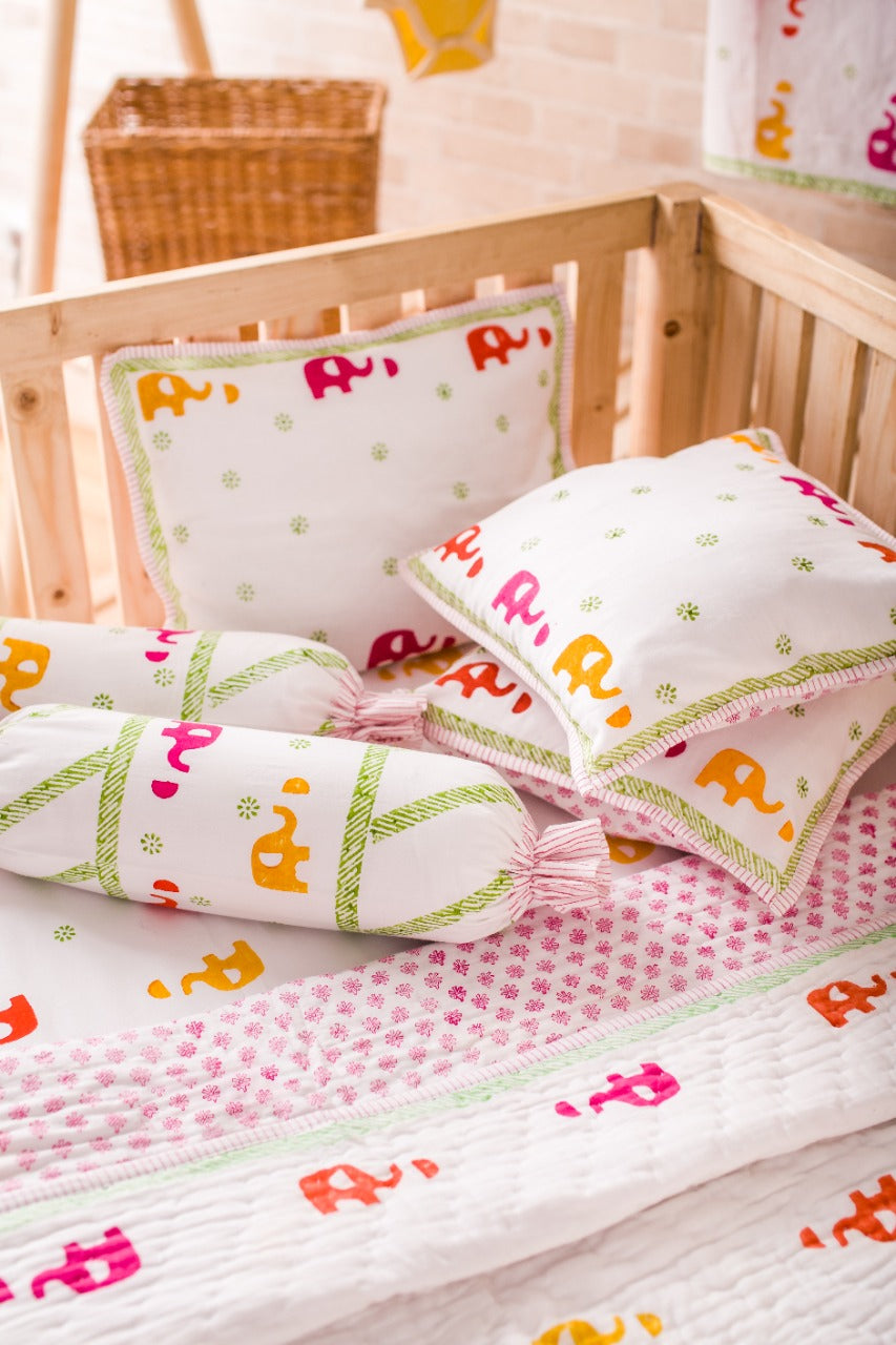 BABY BEDDING SET- COLOURFUL ELEPHANT - ITSYBOO
