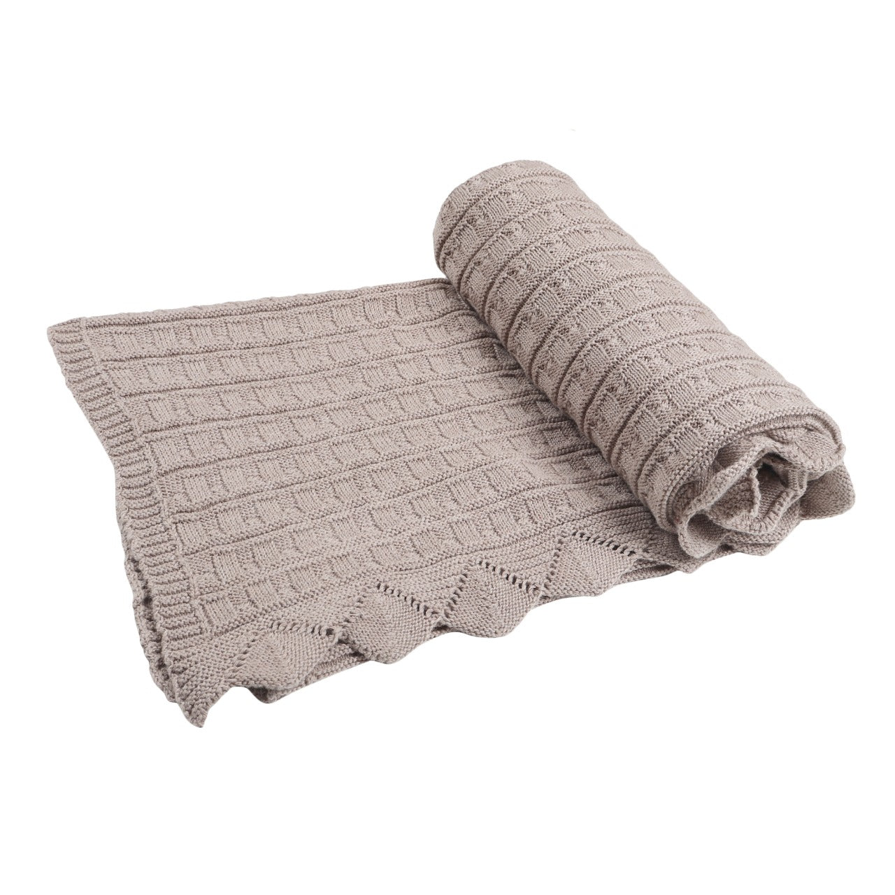 KNIT BLANKET- BEIGE FRILL - ITSYBOO