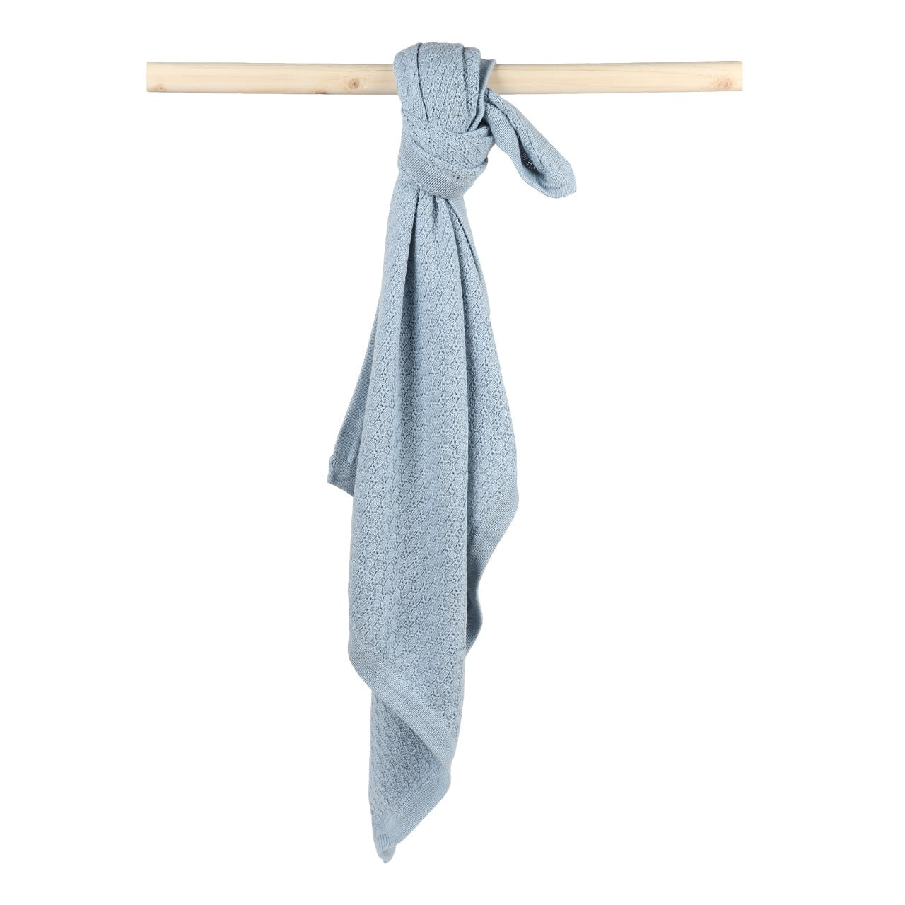 KNIT BLANKET- LIGHT BLUE CABLE - ITSYBOO