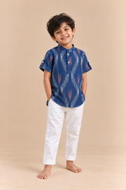 Blue Ikkat Print Kurta