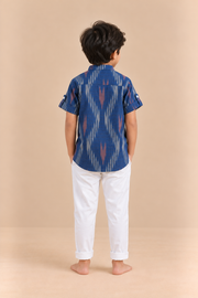 Blue Ikkat Print Kurta