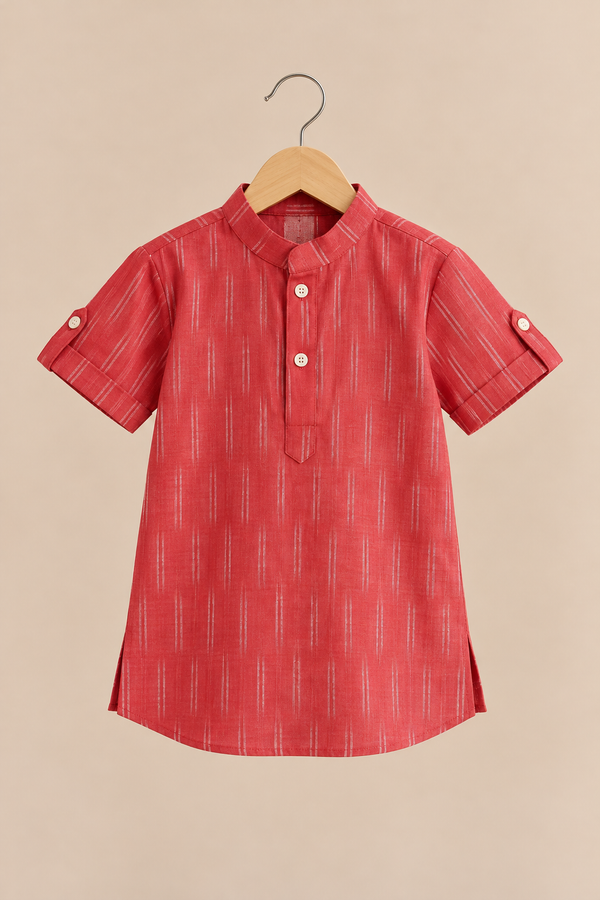 Pink Ikkat Print Kurta