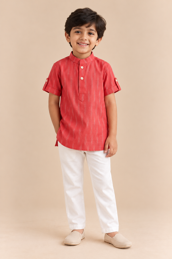 Pink Ikkat Print Kurta