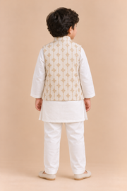 White Embroidered Jacket with Kurta Pyjama