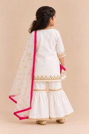 White Hand Embroidered Sharara Set