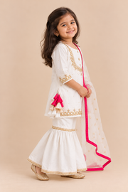White Hand Embroidered Sharara Set