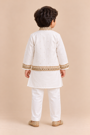 White Mirror Work Jacket Set