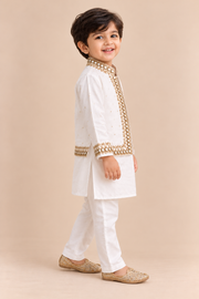 White Mirror Work Jacket Set