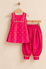 Pink Silk Kurti with Salwaar