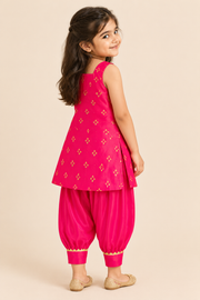Pink Silk Kurti with Salwaar