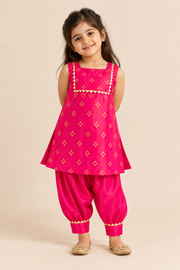 Pink Silk Kurti with Salwaar