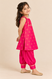 Pink Silk Kurti with Salwaar