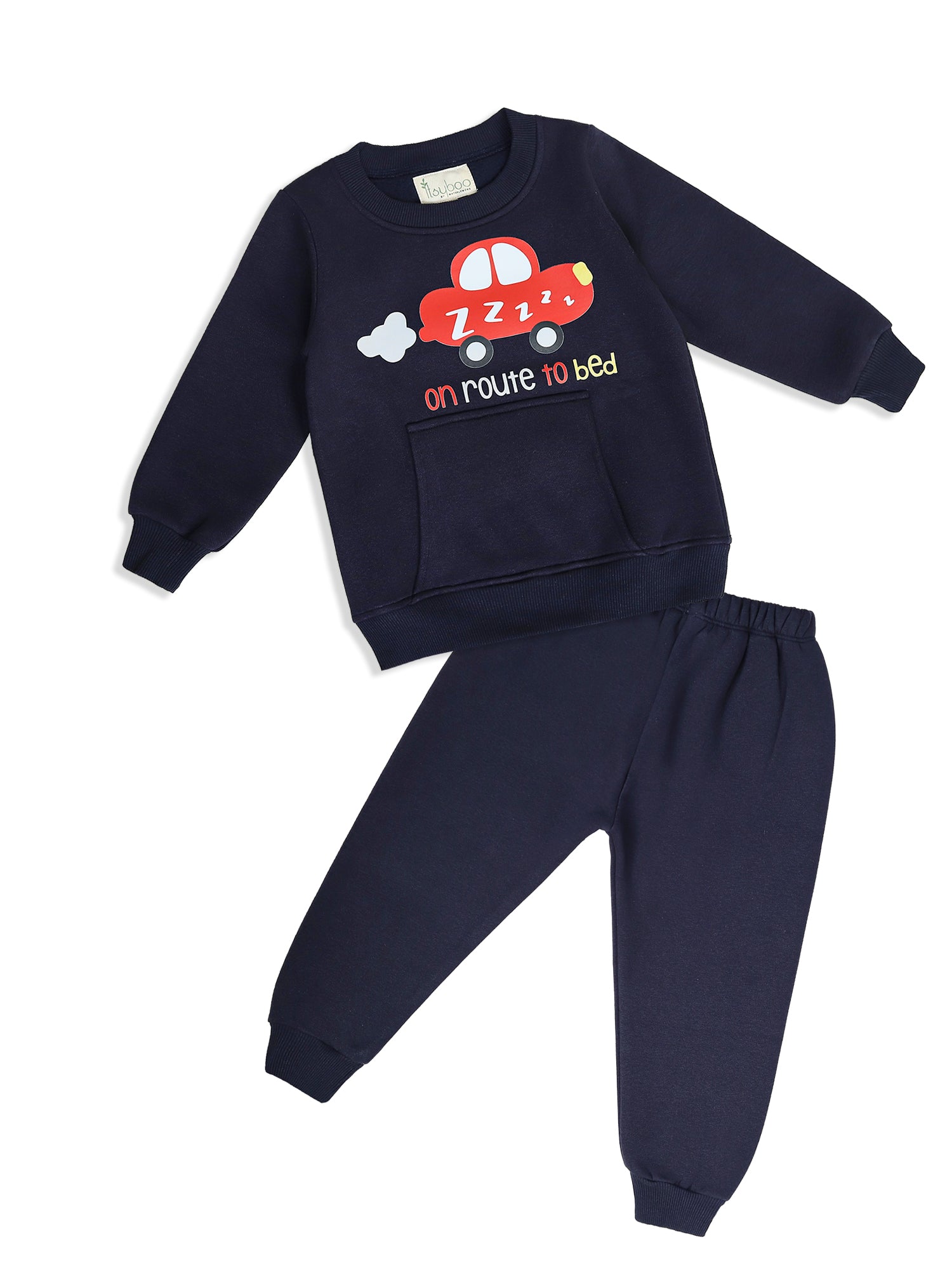 Boys’ Winter Sweatshirt & Bottom Set – On Route to Bed’ Car Print - ITSYBOO