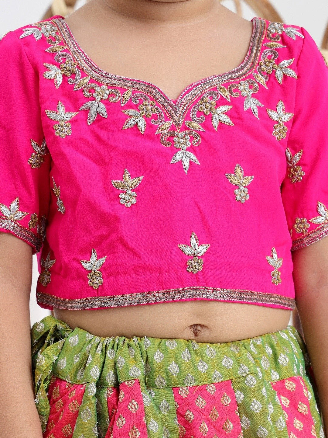 Pink and Green Lehenga Set of 3