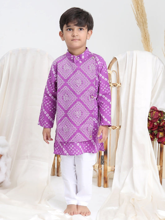 Purple Bandhani Kurta With Pyjama Set of 2 - ITSYBOO